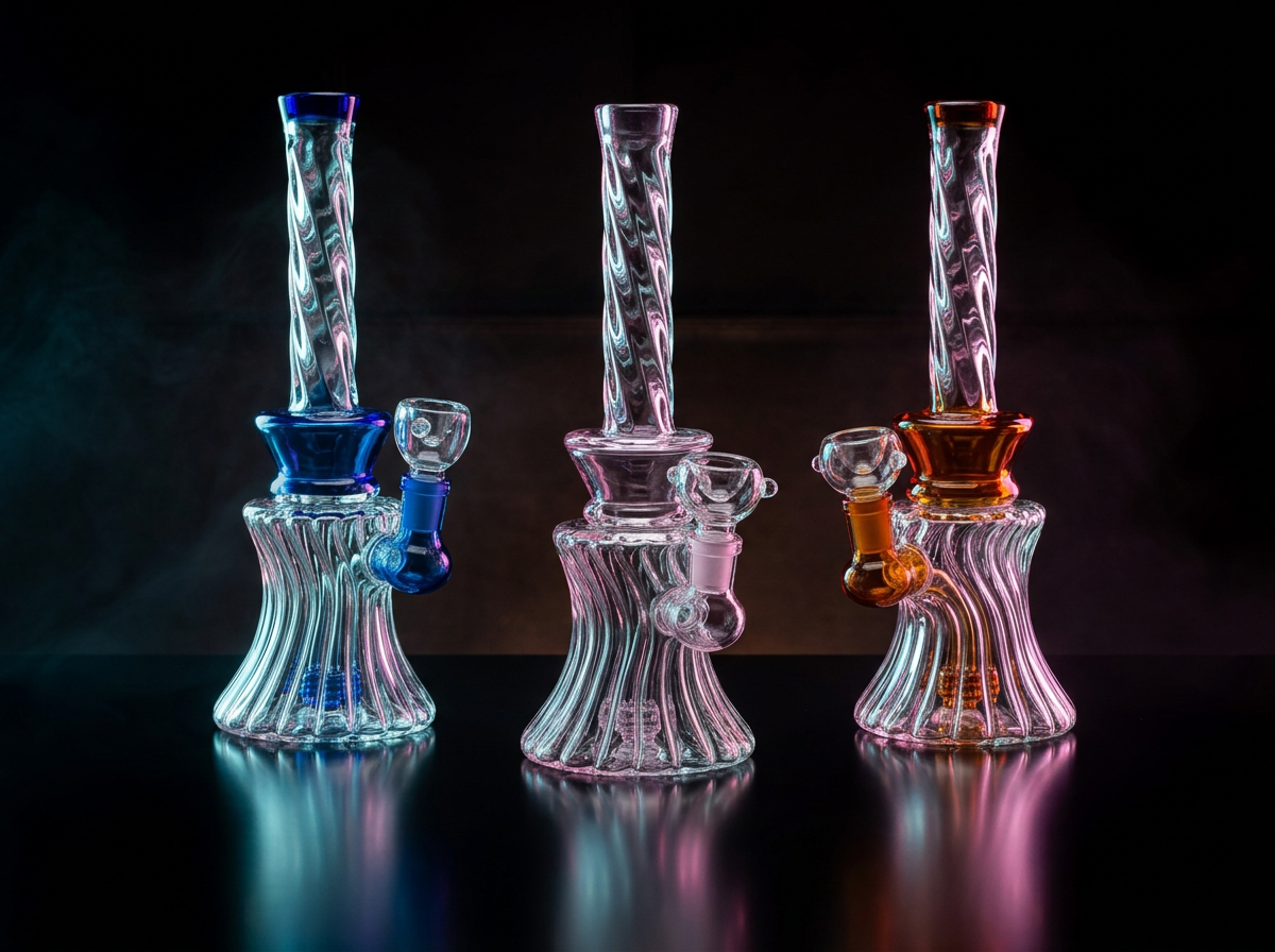 Glass & Accessories arranged in a premium dark studio setting