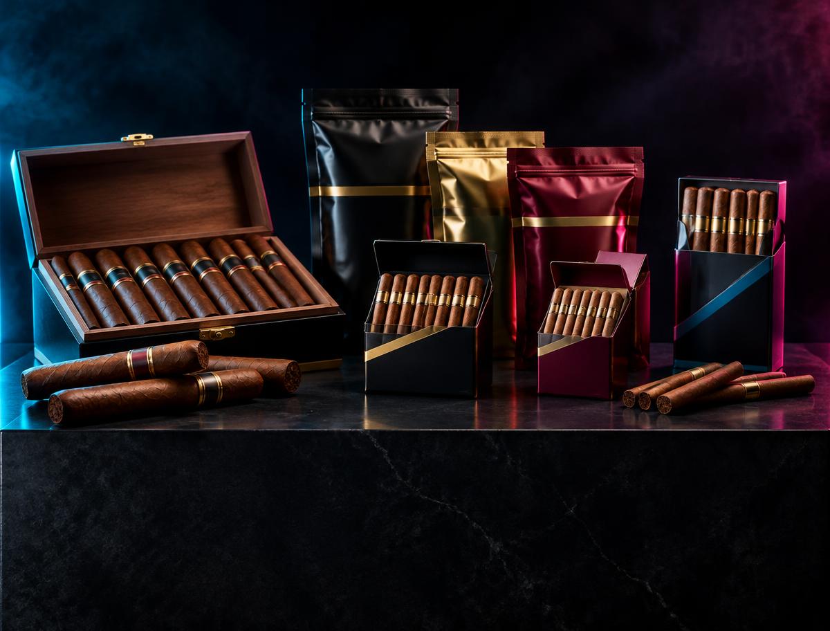 Tobacco arranged in a premium dark studio setting